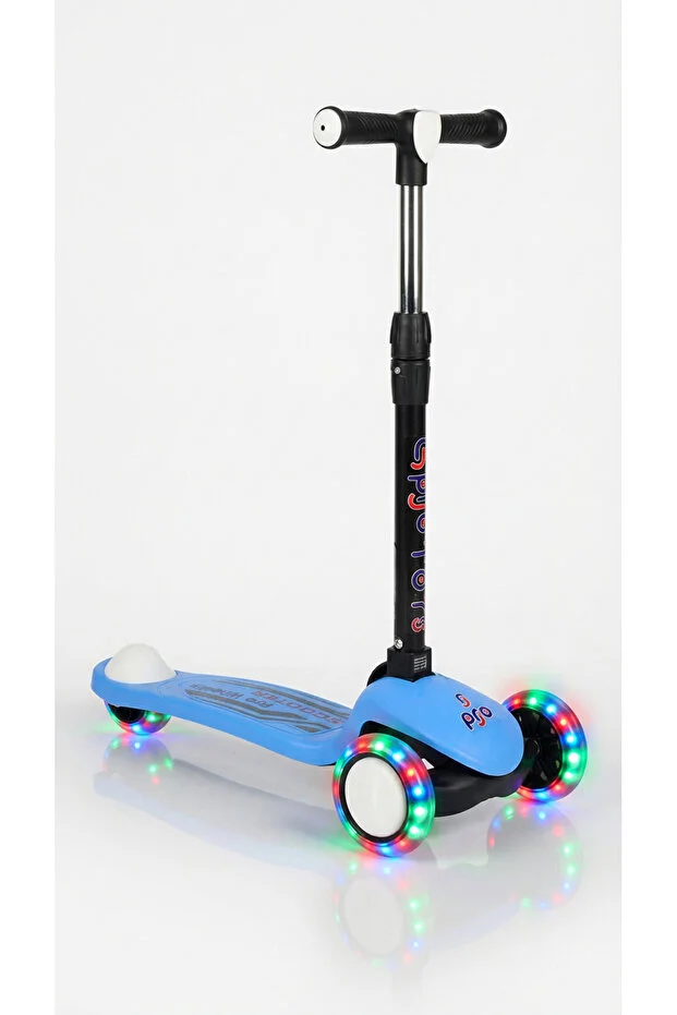 Işık/Ledli Üç Teker Yükseklik Ayarlanabilir ve Katlanabilir Fren Sistemli Çocuk Scooter